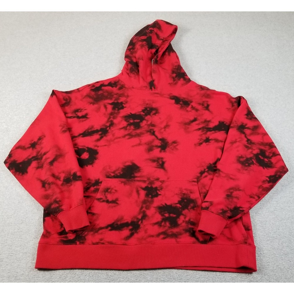 No Boundaries Hoodie Men's Medium M Red Black Tie Dye Pullover Sweatshirt Street